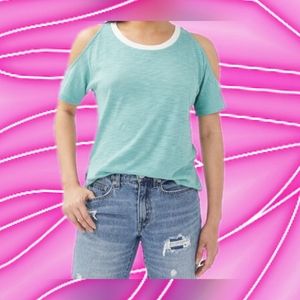 Aeropostale-Ringer Cold-Shoulder Crew Tee